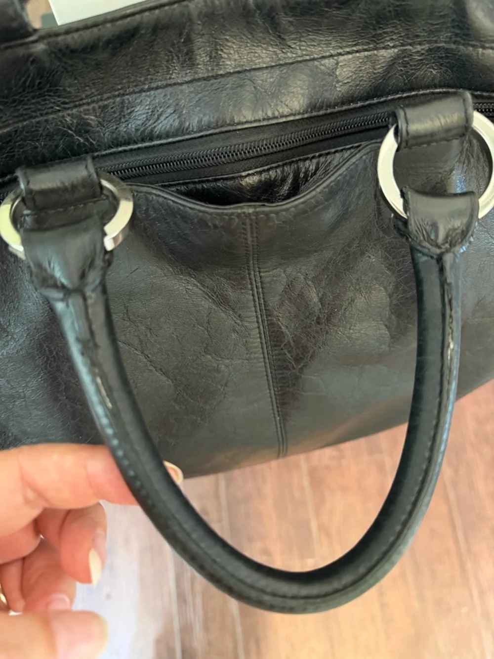 HOBO International Vintage Large Black Tote Leather Purse Bag